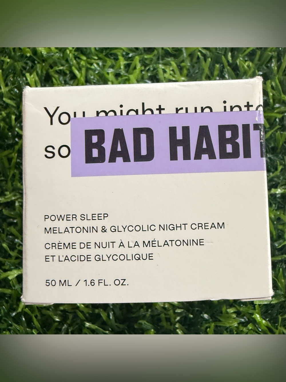 Bad Habit Brightening Cream Packaging in White and Lavender Accent